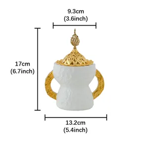 Bruciatore di incenso stile arabo con orecchie d'oro decorazione per la casa 17cm