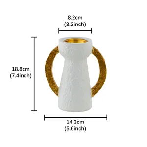 Bruciatore di incenso strutturato bianco e oro in stile arabo con specifiche di dimensioni