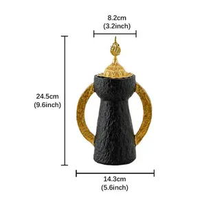 Bruciatore di incenso dorato in stile arabo con cupola decorazione per la casa dettaglio.