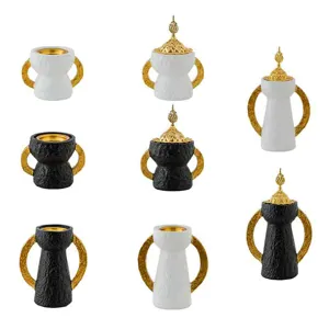 Set bruciatore di incenso stile arabo nero bianco oro decorazione casa bakhour aroma