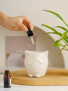 Ceramic owl aroma diffuser candle holder home decor essential oil burner table ornament
