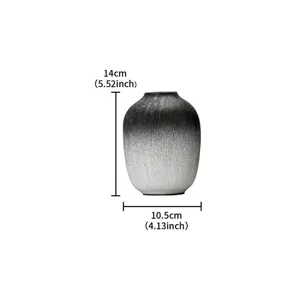 Wabi-sabi style minimalist black and white gradient resin vase for home decor and floral art.