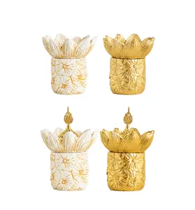 Middle Eastern style flower incense burner, creative aromatherapy censer jar for home decor.