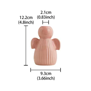 Bougeoir ange en céramique rose décoration d'intérieur moderne de table hauteur 12.2cm