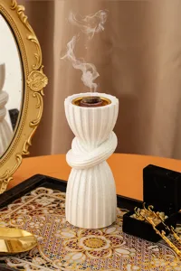 Arabic resin incense burner white glitter bakhoor burner middle east craft detail view