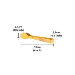 Golden metal incense tong tool with delicate carving design, 10cm length, durable material.