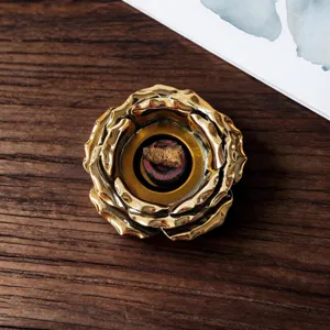 Brûleur d'encens lotus doré galvanisé diffuseur d'arôme de fleur décoration de maison