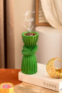 Resin Arabic Incense Burner Green Glitter Censer Middle Eastern Style Home Aroma Decor