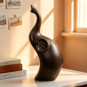 Minimalist ceramic elephant sculpture for home decor, modern desktop ornament living room
