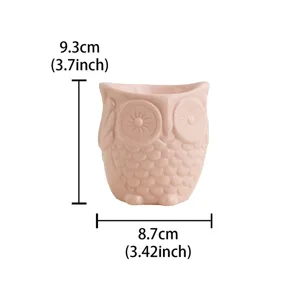 Pink ceramic owl candle holder aromatherapy furnace home decor ornament size 9.3x8.7cm