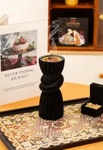 Resin Arabic style incense burner with unique knot design, perfect for home aromatherapy decor.