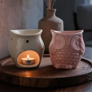 Ceramic Owl Aromatherapy Burner Tea Light Candle Holder Cute Animal Figurine Home Decor For Living Room Wedding Party