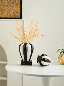 Nordic minimalist black white striped ceramic vase set home decor table centerpiece dried flower