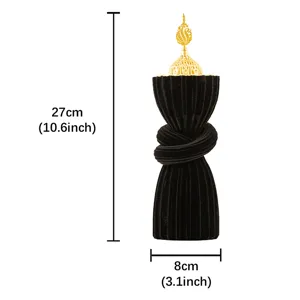 Arabic style resin aroma burner with golden ornate lid, elegant black handheld censer decor