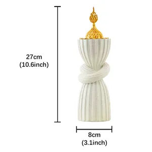 Resin Arabian style incense burner with gold lid, 27cm tall decorative censer for home decor.