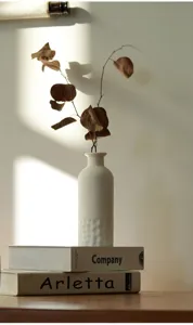 Élégant vase en céramique blanche au design minimaliste moderne pour décoration intérieure.