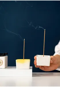 Minimalist square ceramic incense burner, cute mini stick incense holder for home decor.