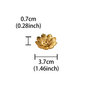Mini bruciatore di incenso in metallo dorato a forma di loto, accessorio da tavolo 3.7cm.