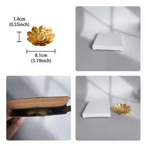 Bruciatore di incenso a forma di loto in metallo con scatola, incensiere decorativo moderno.