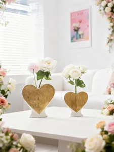 Heart ceramic vase gold luxury home decor flower arrangement table centerpiece ornament