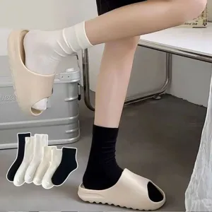 Comfortable women cotton tube socks spring casual long stacked socks daily wear hosiery