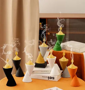 Double cone resin incense burner Arabic censer artistic ornament for home decor and aromatherapy