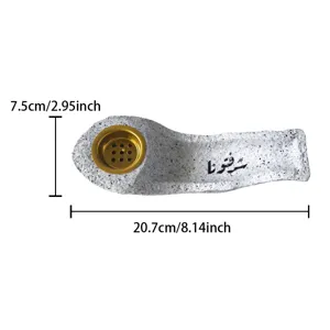Resin boat-shaped incense burner with Arabic calligraphy and gold inner bowl, 20.7cm length.