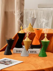 Double cone resin incense burner Arabic style aromatic tabletop decor for home office.