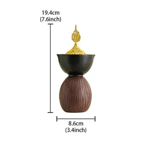 Quemador de incienso creativo moderno con tapa tazón de madera decoración para el hogar