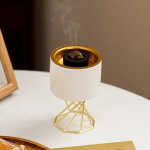 Modern Nordic ceramic incense burner with tall metal stand aromatherapy furnace home decor