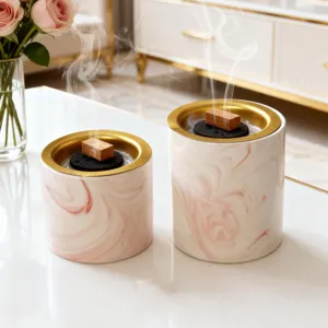 Minimalistischer Rosa Marmor Keramik Weihrauchbrenner Leichter Luxus Aromatherapie Heimdekoration Tischdekoration