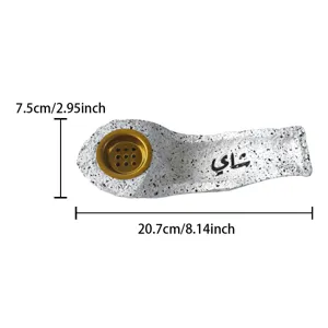 Arabic calligraphy resin boat incense burner with gold insert, modern home decor aroma tray.