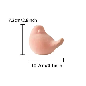 Ceramic bird figurine detail view, cute pink desktop decor ornament, minimalist art craft piece.