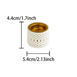 Ceramic incense burner size detail showing height of 4.4cm and diameter of 5.4cm.