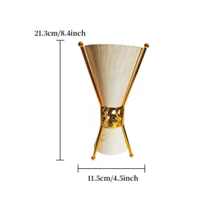 Arabic style metal incense burner with marble texture, elegant home decorative censer.