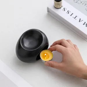 Bruciatore di oli essenziali in ceramica nera minimalista moderna con candela per aromaterapia