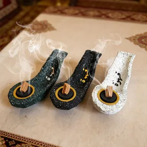 Arabic Calligraphy Resin Boat Incense Burner Desktop Decorative Craft Arabic Style Home Office Aromatherapy Ornament