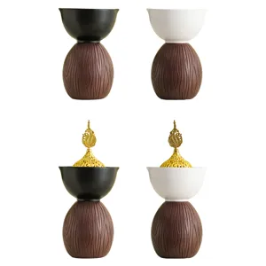 Quemador de incienso creativo moderno con tapa, base de madera, difusor de aroma para decoración.