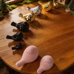 Minimalist Ceramic Bird Figurine Cute Animal Desktop Ornament Modern Art Sculpture Home Office Decor Gold Silver Black Pink