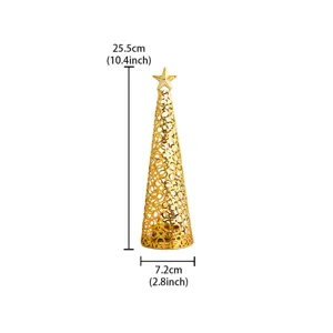 Gouden holle metalen wierookbrander, conisch Oosters aromatherapie decor, 25,5cm.