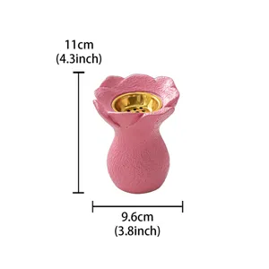 Brûleur d'encens floral en résine moderne avec insert doré, support bakhoor arabe 11x9,6cm