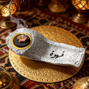 Resin Arabic Calligraphy Flat Boat Incense Burner for Home Desktop Office Decoration