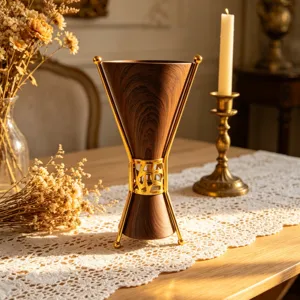 Wooden texture metal incense burner holder desktop decor vintage tabletop display ornament
