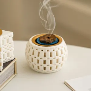 3D printed ceramic incense burner white hollow design aroma diffuser home decor ornament