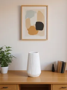 Minimalist λευκό κεραμικό βάζο μοντέρνα πτυχωτή γλάστρα επιτραπέζια διακόσμηση σπιτιού