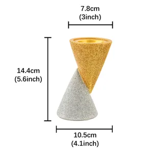 Detail view of the modern dual-cone resin incense burner showing texture and dimension specs.