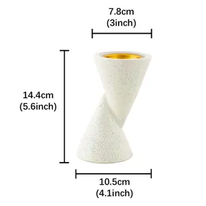 Double cone resin incense burner, creative aromatherapy holder with gold interior, 14.4cm.