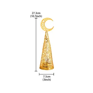 Gold metal hollow candle holder with moon top for holiday wedding home decor 27.3cm