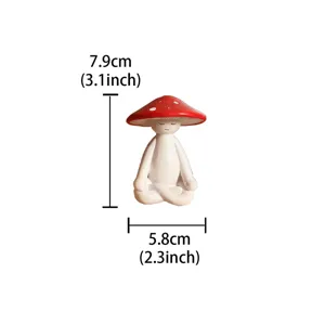 Creative resin meditation mushroom figurine, peaceful pose home decor sculpture, 7.9cm size.