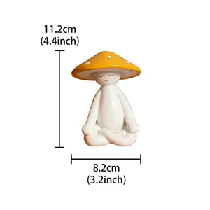 Meditation mushroom figurine resin ornament desktop home decor cute desktop craft sculpture